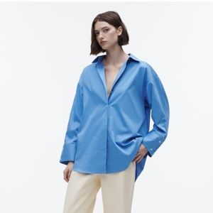 Zara oversized poplin shirt blue